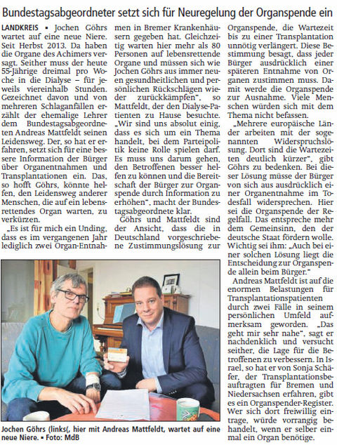 V A Z 17 02 25 Neuregelung der Organspende